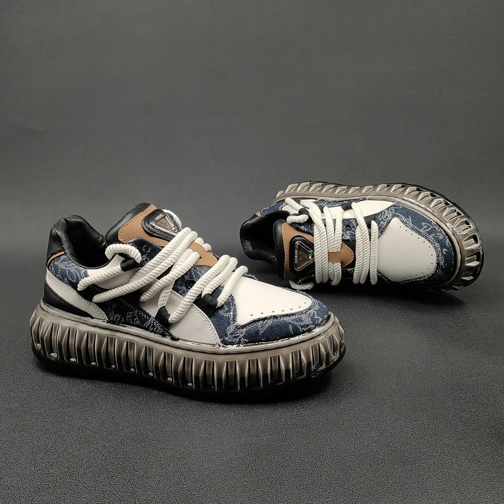 Flat Rhinestone Shoes Men Stylish Fashion Leather Flat Casual Sneakers