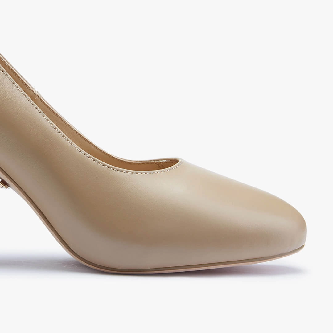 High Heel Hooves *BAMBI - beige round toe platform