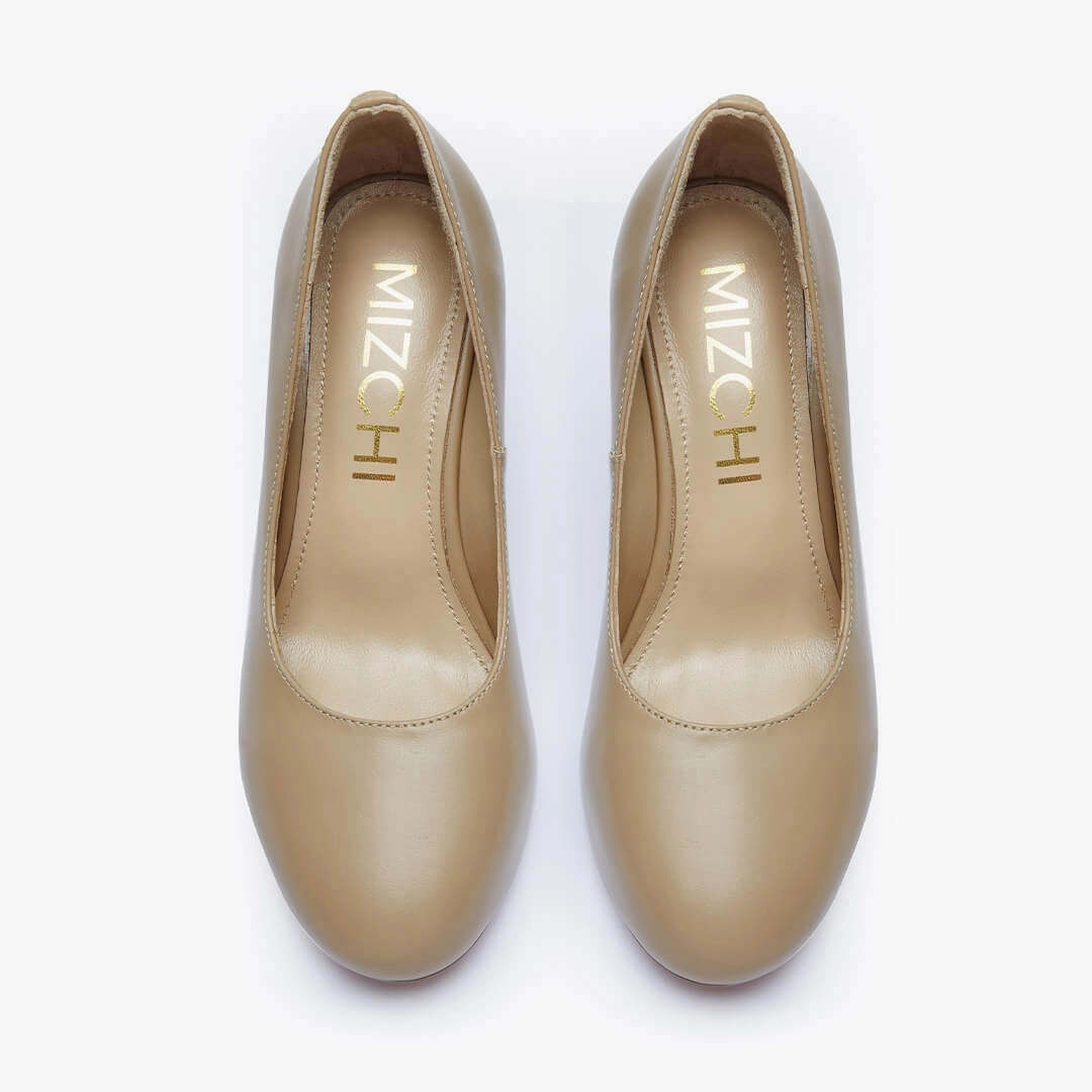Platform Heels *BAMBI - beige round toe platform