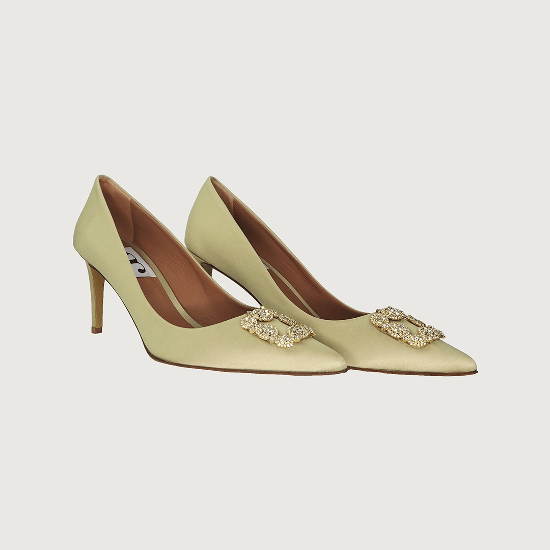 Diane Champagne Satin Jewel Barbie High Heels