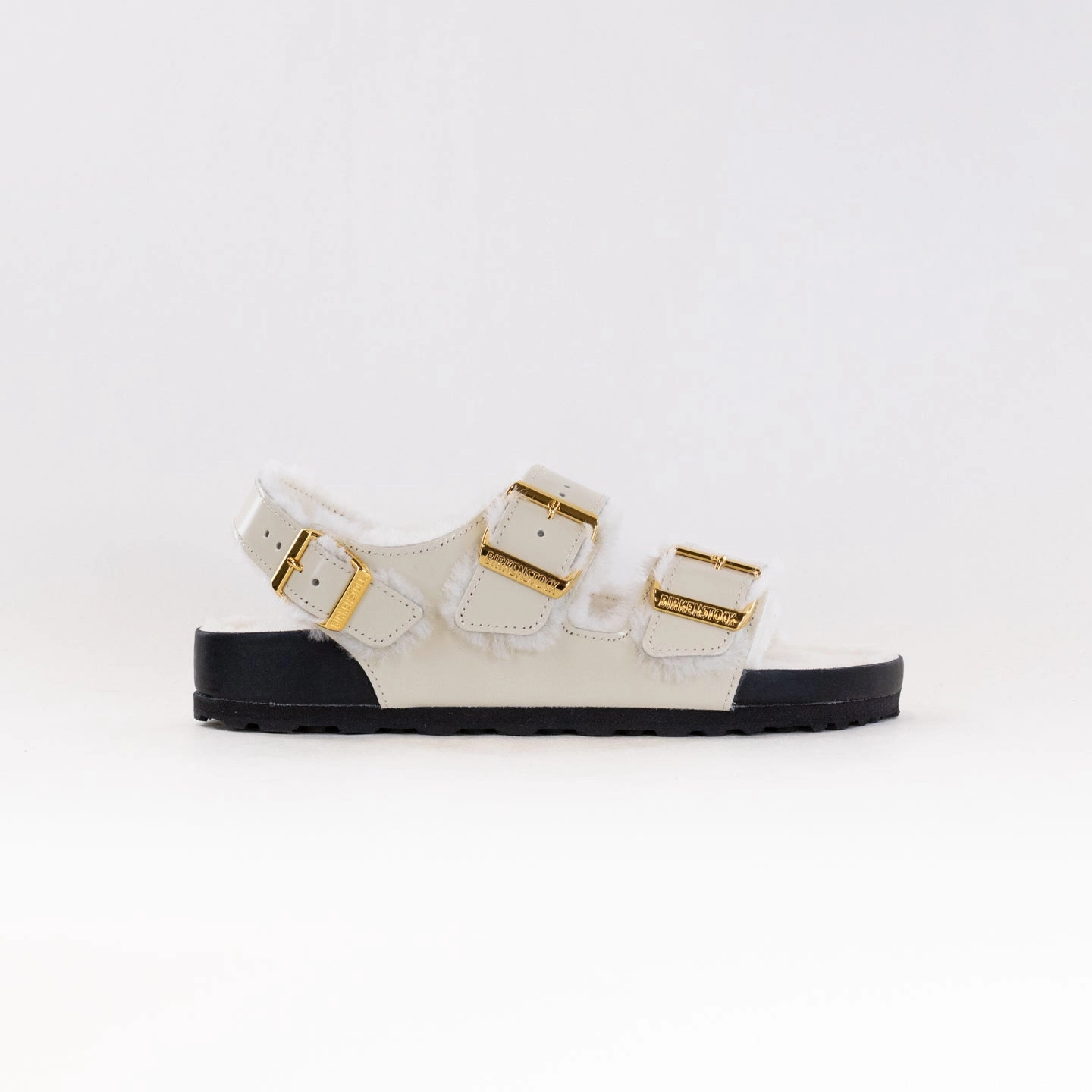 Arizona Platform Birkenstock Birkenstock Milano Shearling - High-Shine Ecru