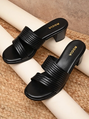 Rocia By Regal Black Women Multi Strap Block Heel Sandals Sporty High Heels