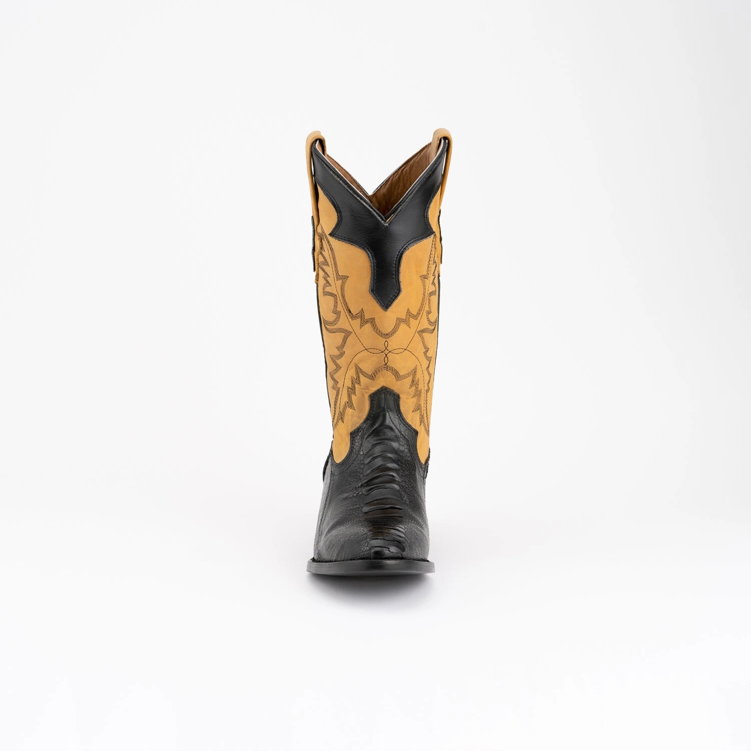 Ferrini Mens Nash Black Ostrich Leg Cowboy Boots Ugg Chestnut Boots