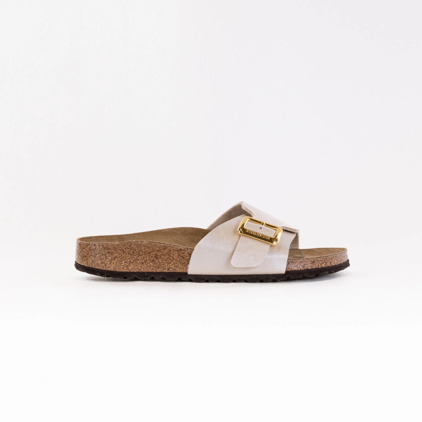 Birkenstock Limted Edition Catalina Luxe Buckle (Women's) - Graceful Pearl White Rubber Slides