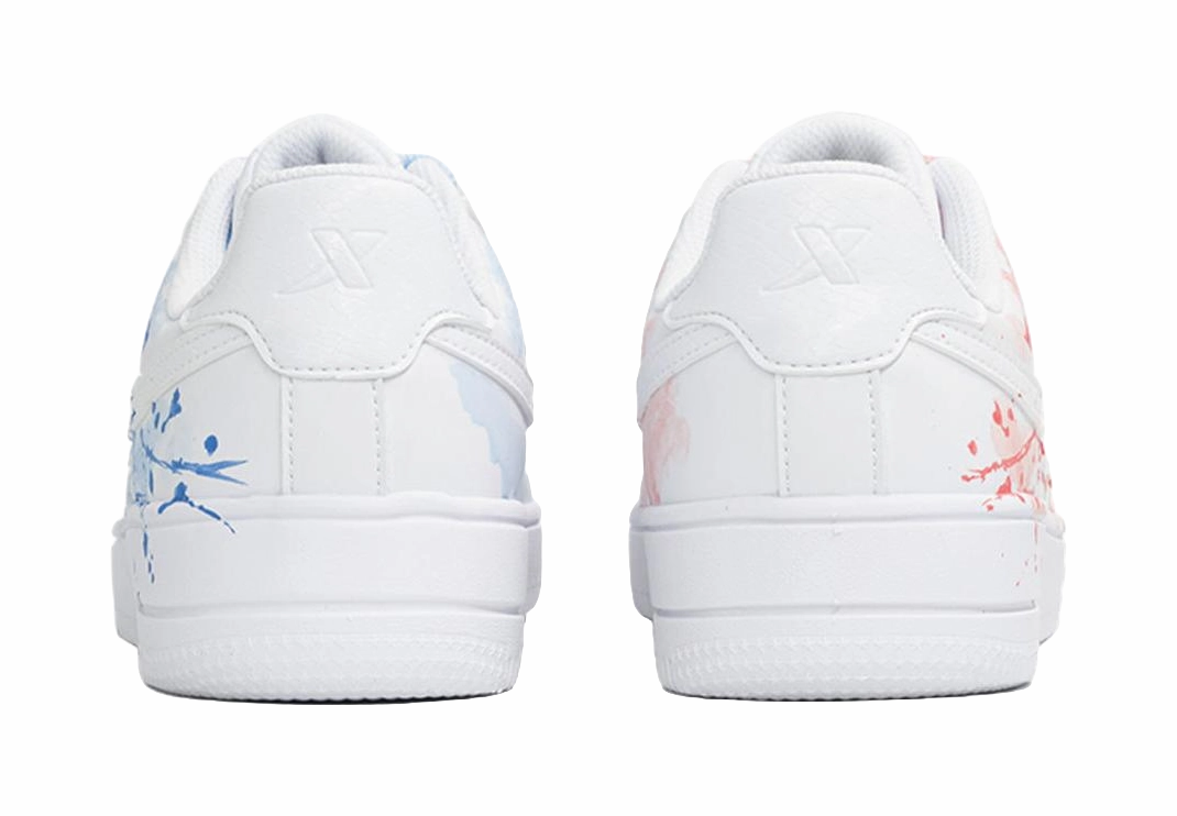 XTEP Air Force One Wear resistant And Lightweight Low top Skateboard Shoes Unisex Pink Blue Mismatched Casual Biking Shoes