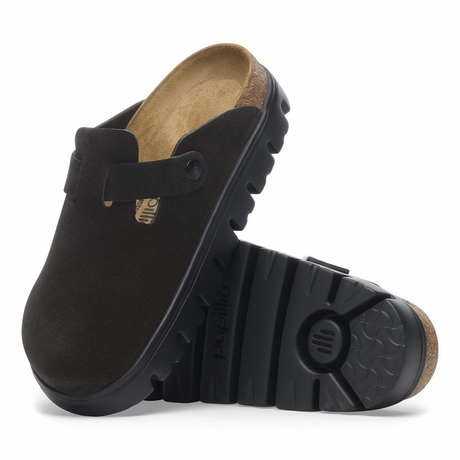 Water Shoes Papillio by Birkenstock Women's Boston Chunky Clog - Black Suede