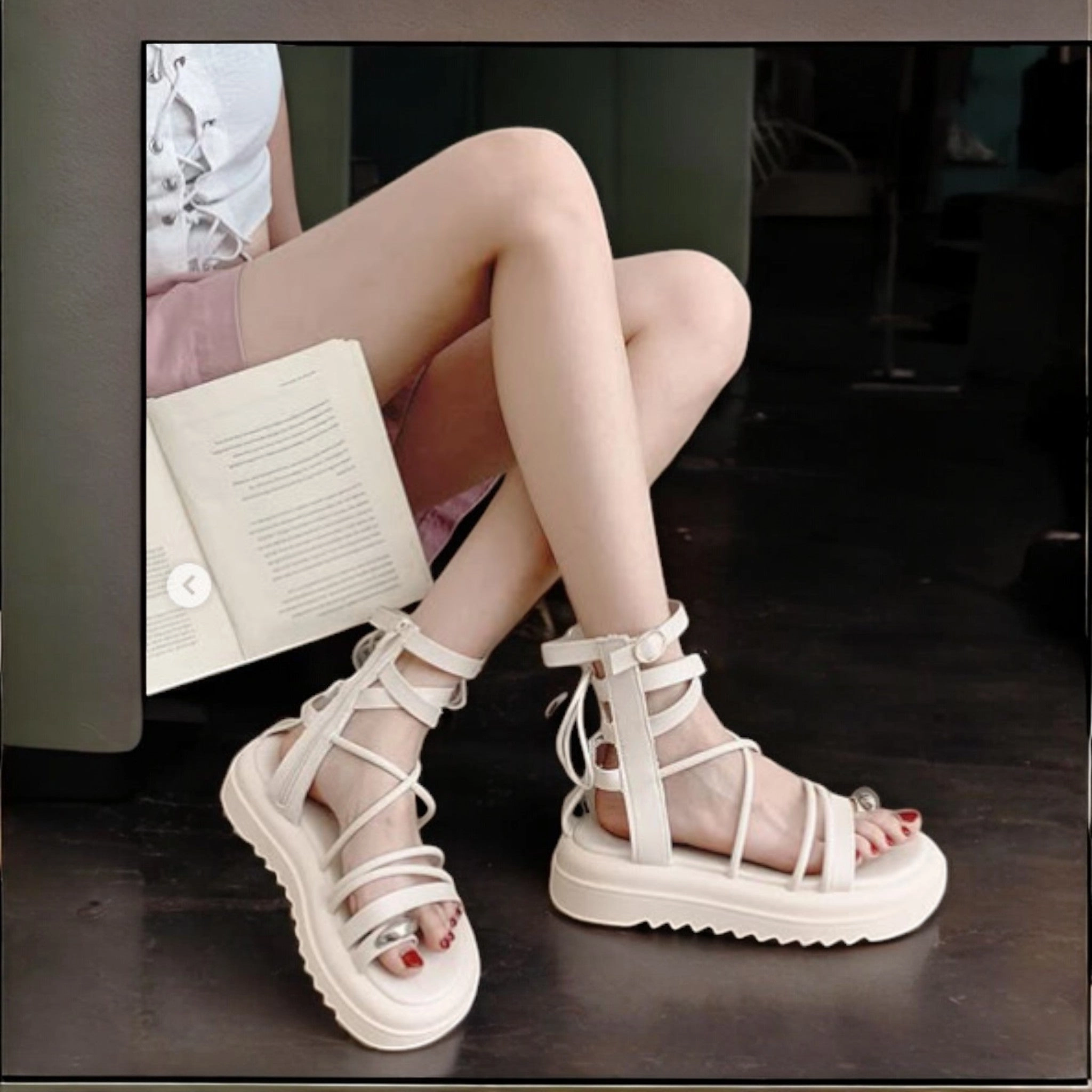 Wedge Strappy Sandals Western1828 sandal-R32-3