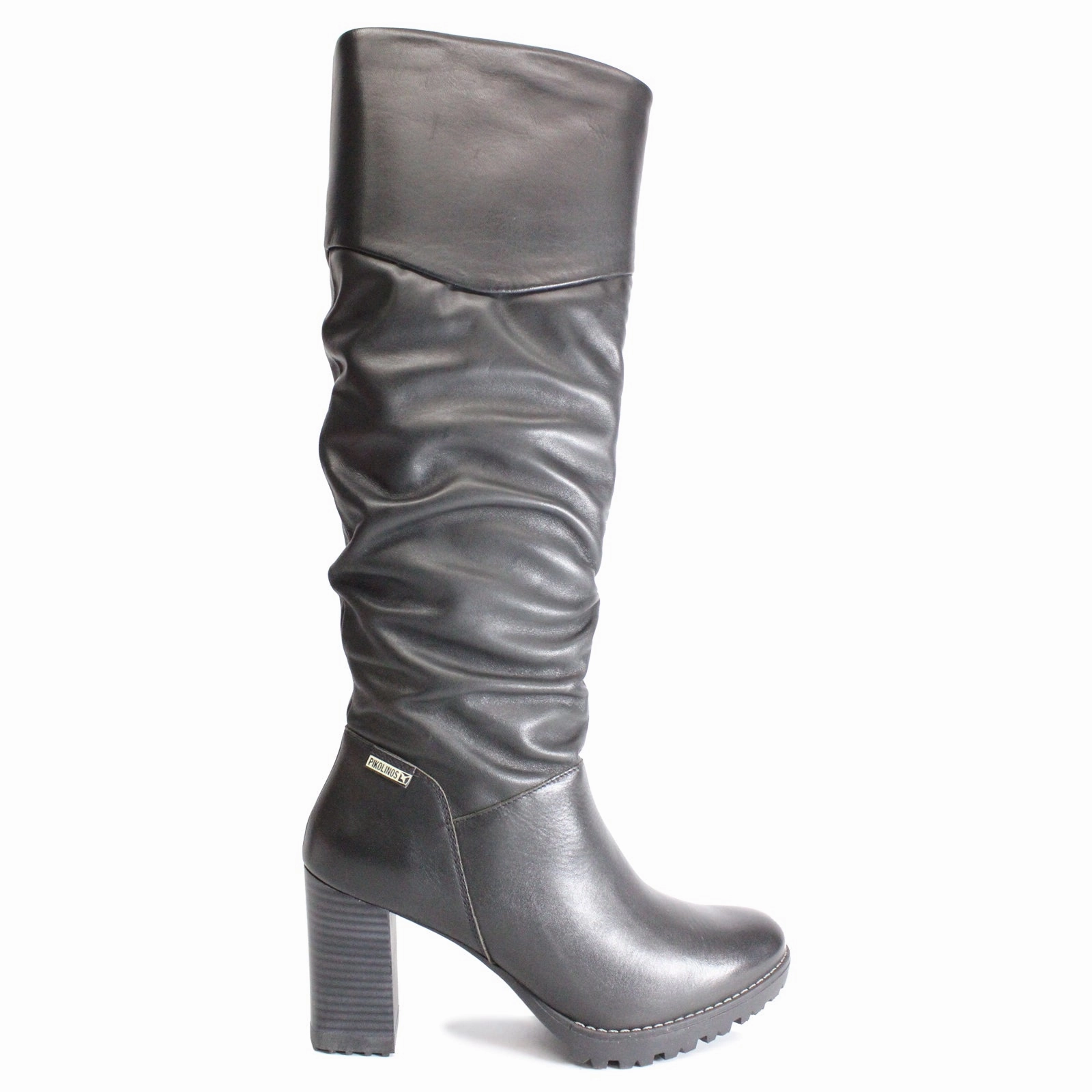 Padlock Knee High Boots Pikolinos Connelly Calfskin Leather High Heeled Women's Zip Up Knee High Boots