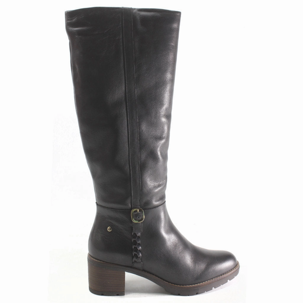 Lug Knee High Boots Pikolinos Llanes Calfskin Leather Women's Zip Up Stack Heeled Knee High Boots