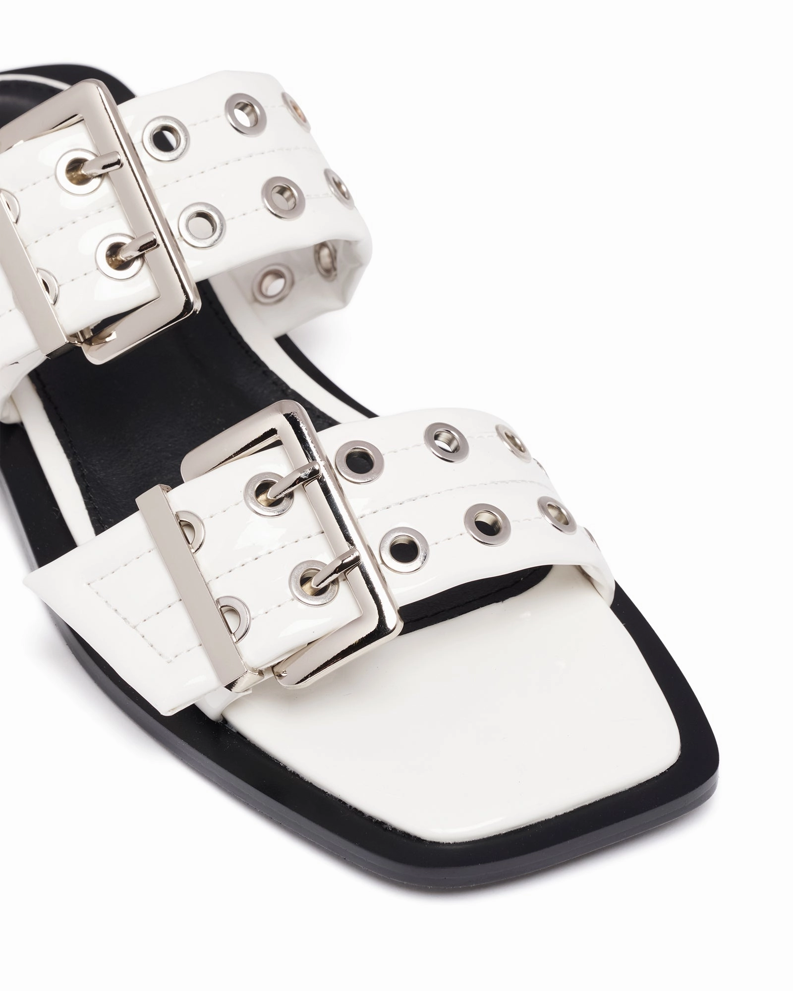 Most Comfortable Boots Ego Flat Sandal White Patent
