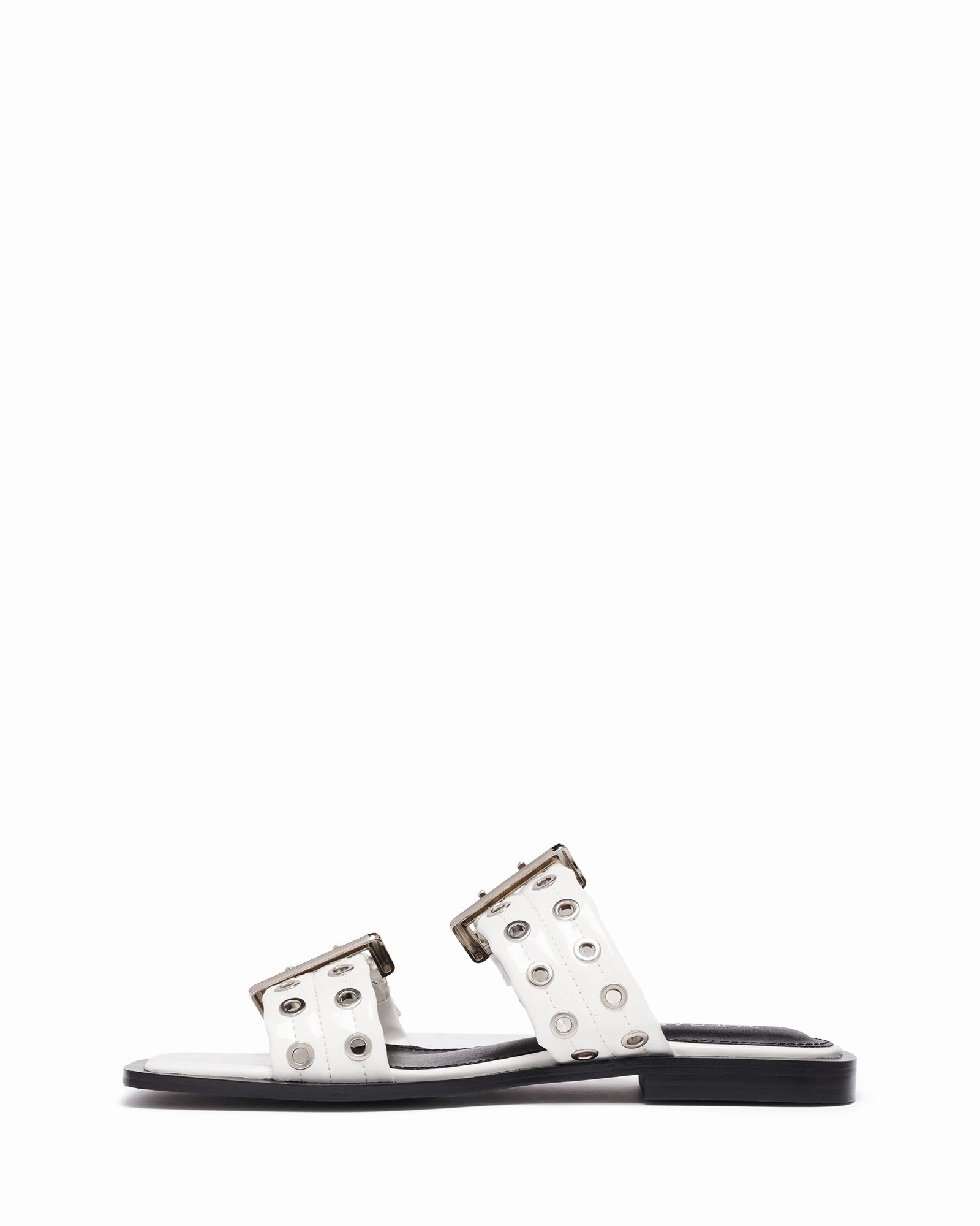 High End High Heels Ego Flat Sandal White Patent