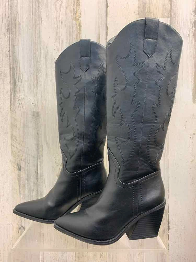 PRE-OWNED Black Size 6 Shoes/BLACK COWGIRL WESTERN SHAFT HEIGHT BOOTS. SHAFT HAS Casual Dress Slip On Shoes