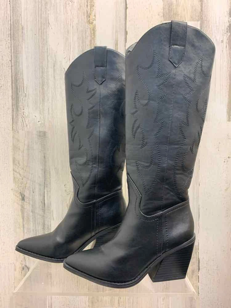 Slingback Casual Shoes PRE-OWNED Black Size 6 Shoes/BLACK COWGIRL WESTERN SHAFT HEIGHT BOOTS. SHAFT HAS