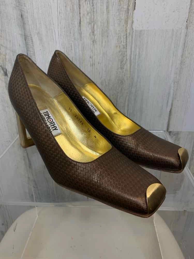 Best Casual Leather Shoes PRE-OWNED TIMOTHY HITSMAN SHOES Shoe Size 10 GOLD/BRONZE HEEL Shoes