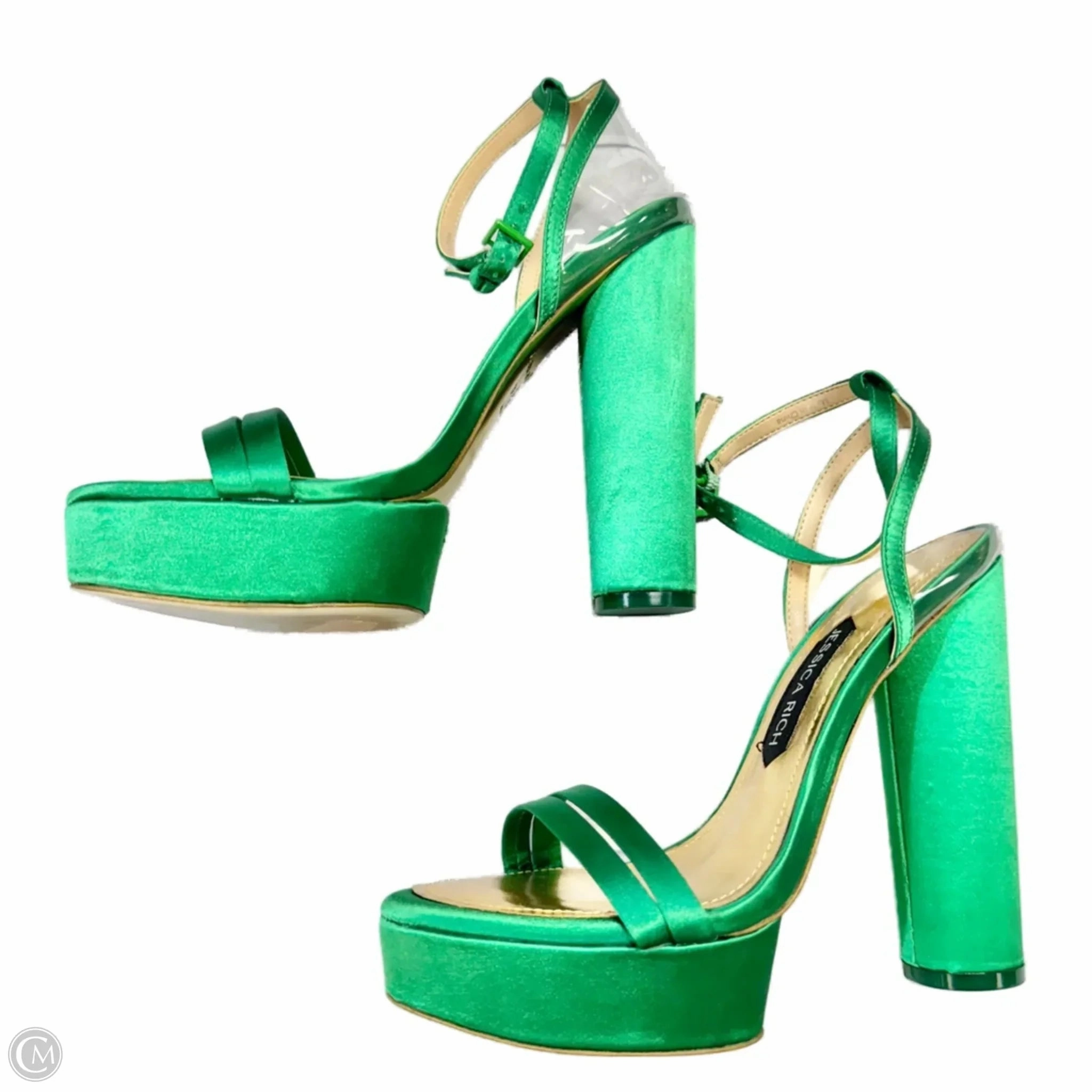 High Heeled Mini Boots Sandals Heels Platform By Jessica Rich In Green, Size: 7.5