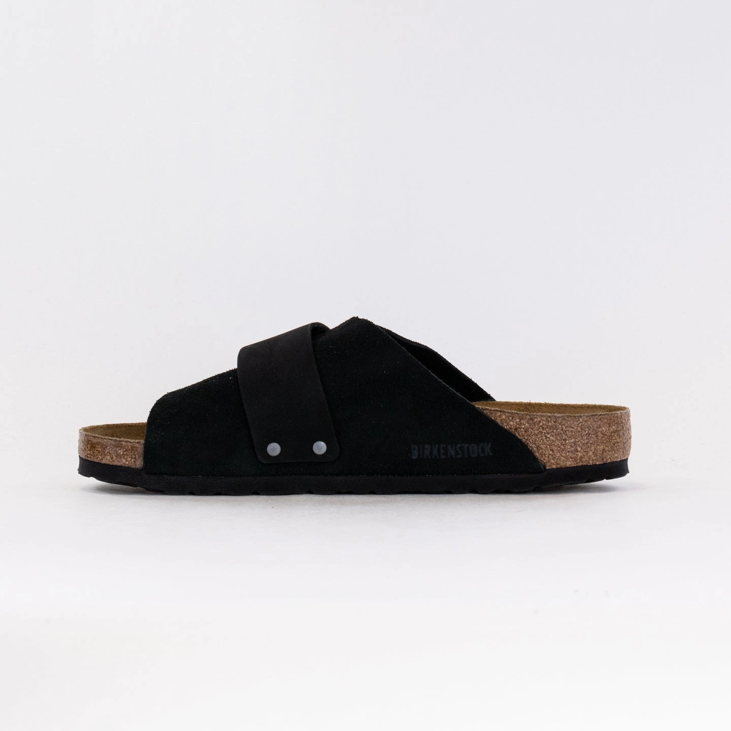 Birkenstock Kyoto (Men's) - Black Nubuck/Suede Leather Madrid Big Buckle Cognac