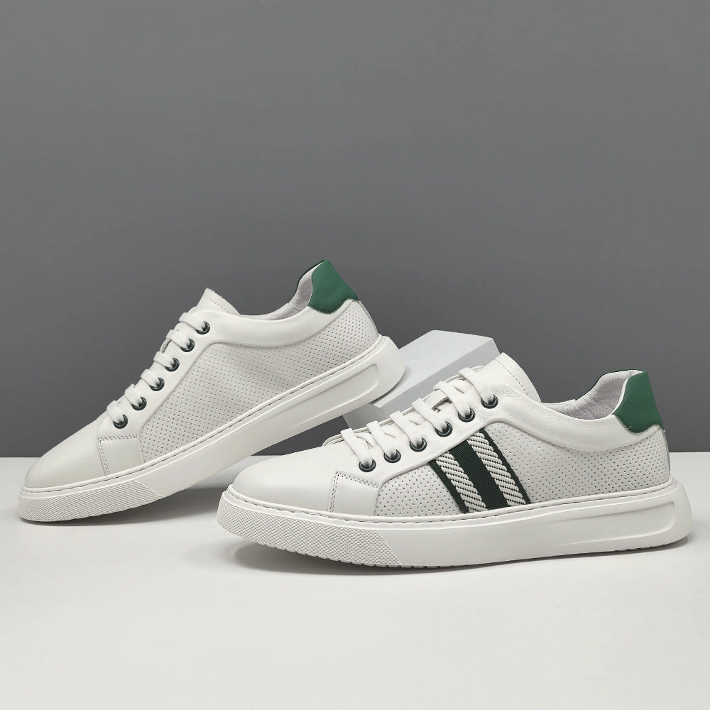 Metallic Gold Flat Shoes Men's Fashion Breathable Leather Flat Slip-on Casual shoes