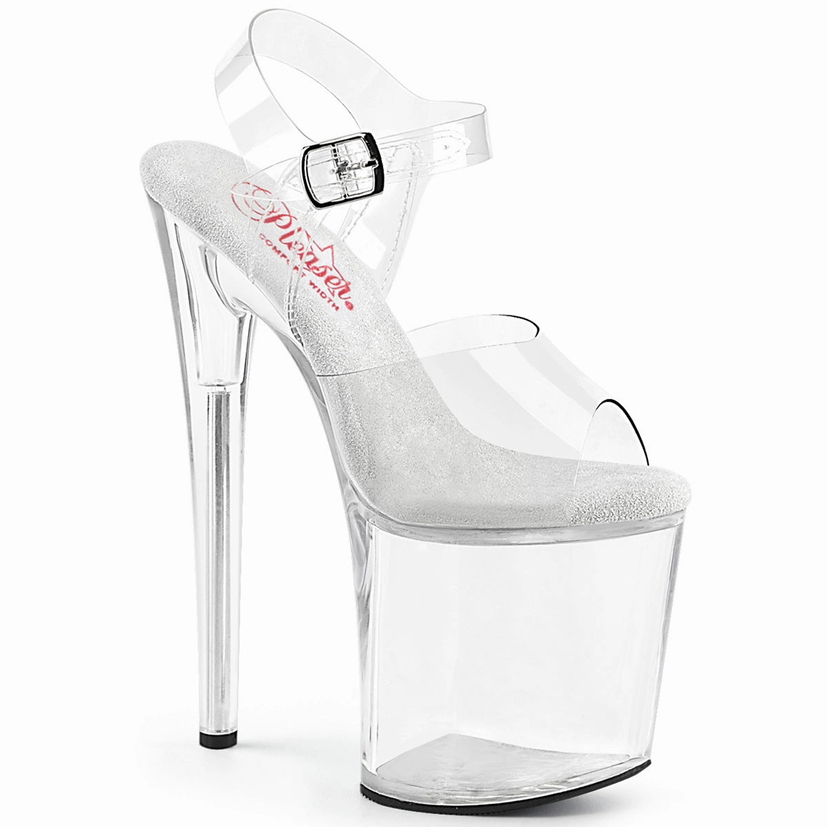 Naughty-808 Clear, 8" Heels Thick High Heels
