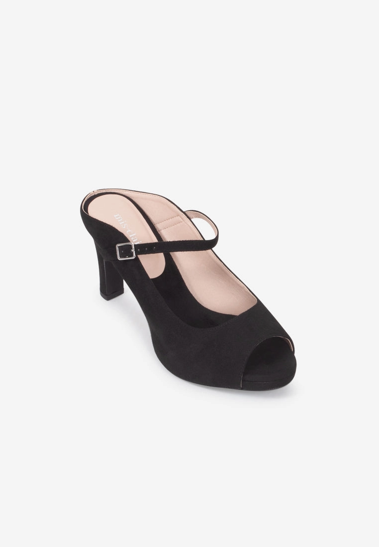 Parisa Elegant Peep-toe High Heels - Black High Heel Sole Inserts
