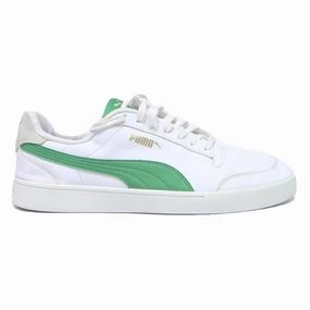 Puma Shoes Jobs PUMA Clyde Mens White & Green Synthetic Low Top Trainers UK 10.5 Casual Sports