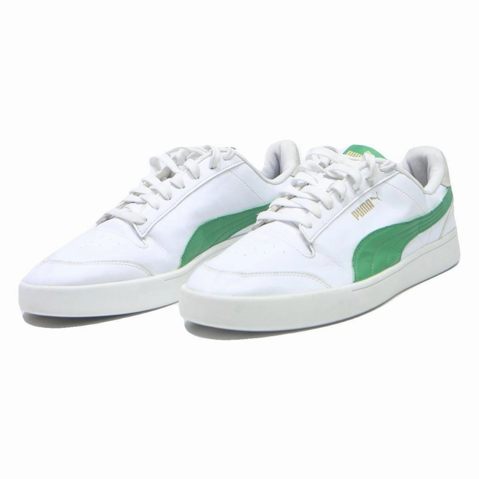 PUMA Clyde Mens White & Green Synthetic Low Top Trainers UK 10.5 Casual Sports Puma Softride Enzo Nxt Shoes