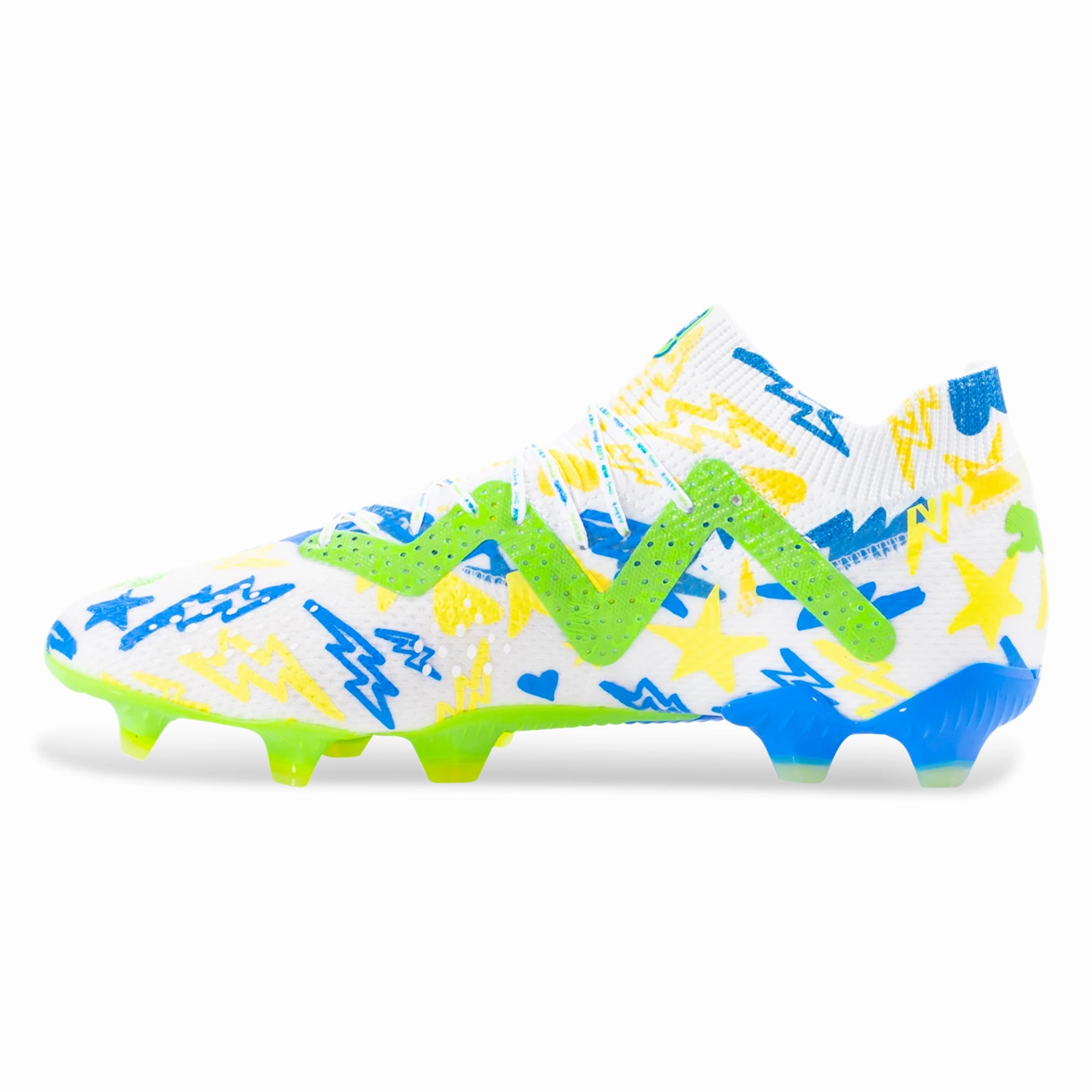 Puma Space Lab Shoes Puma Future Ultimate X Neymar Jr FG/AG Soccer Cleats (Puma White/Racing Blue/Parakeet Green)