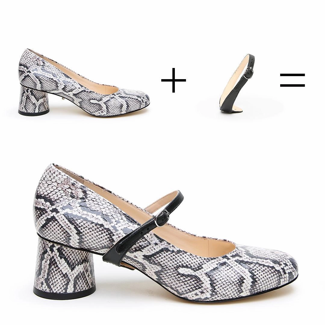 High Thin Python Ballet Pump   Black Twiggy Strap