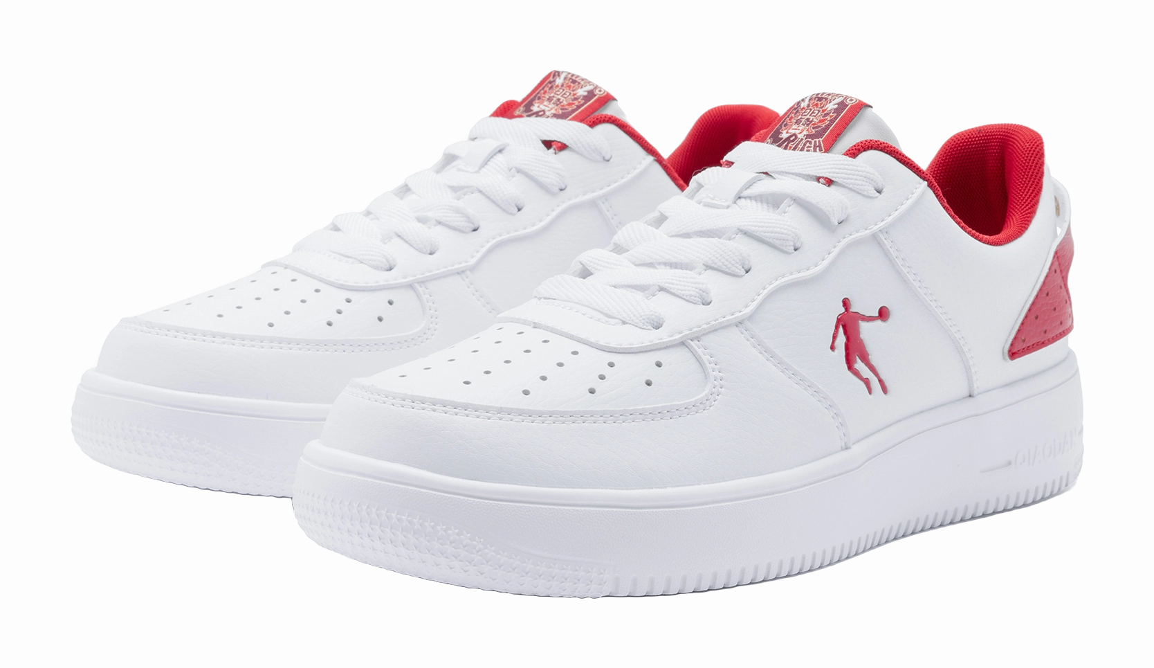 QIAODAN Air Force One Skateboard Shoes Men's Low top White Red Normal Casual Shoes