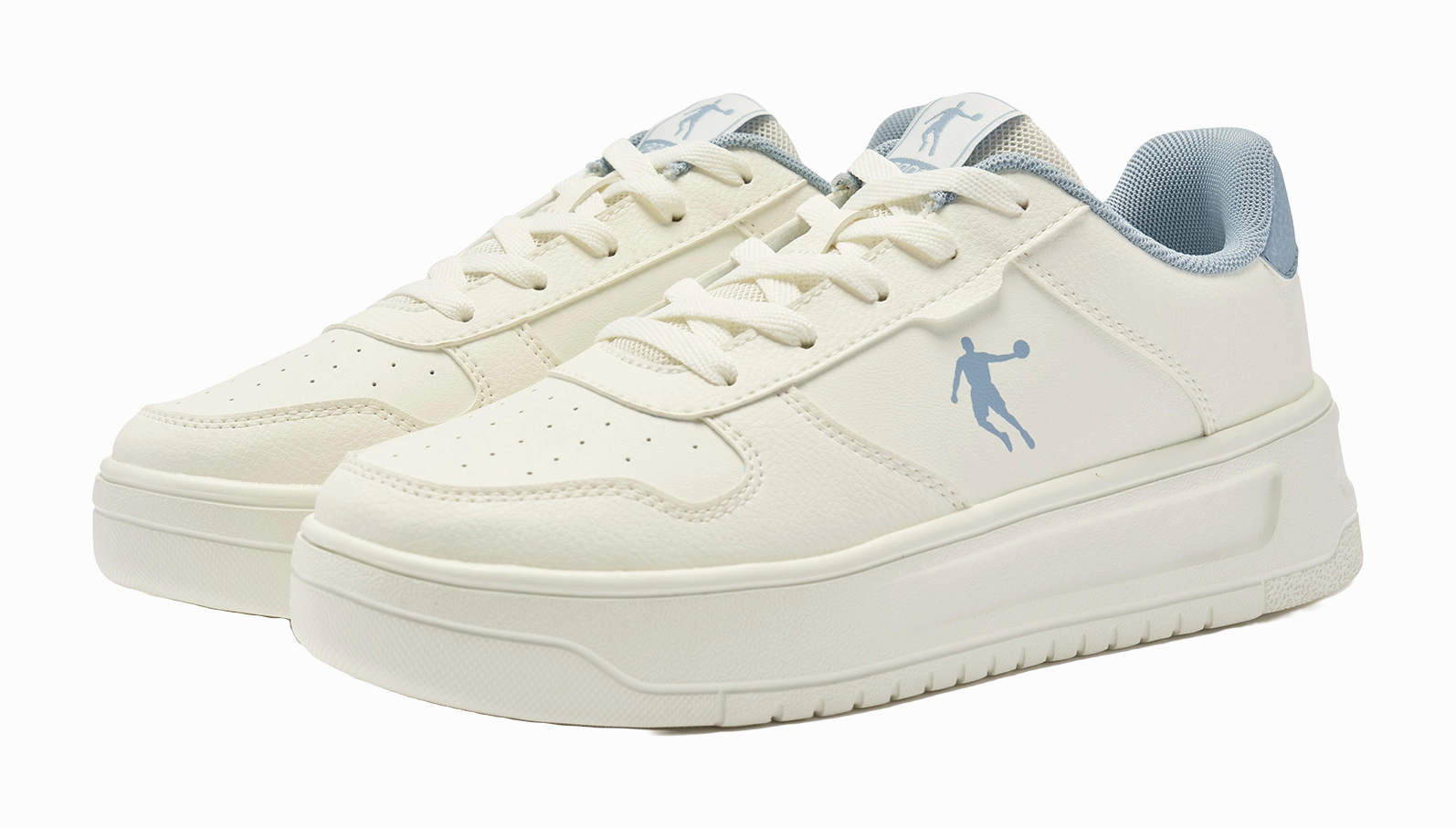 Casual.work Shoes QIAODAN Anti-Slip And Wear-Resistant Coverage Low-Top Skateboard Shoes Women's Beige Blue