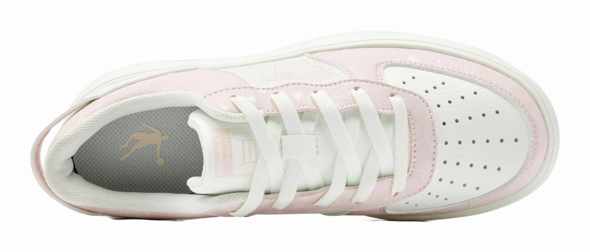 QIAODAN Coverage Slip-Resistant Balance Lightweight Low-Top Skateboard Shoes Women's Ivory White Cloud Pink Casuals Shoes