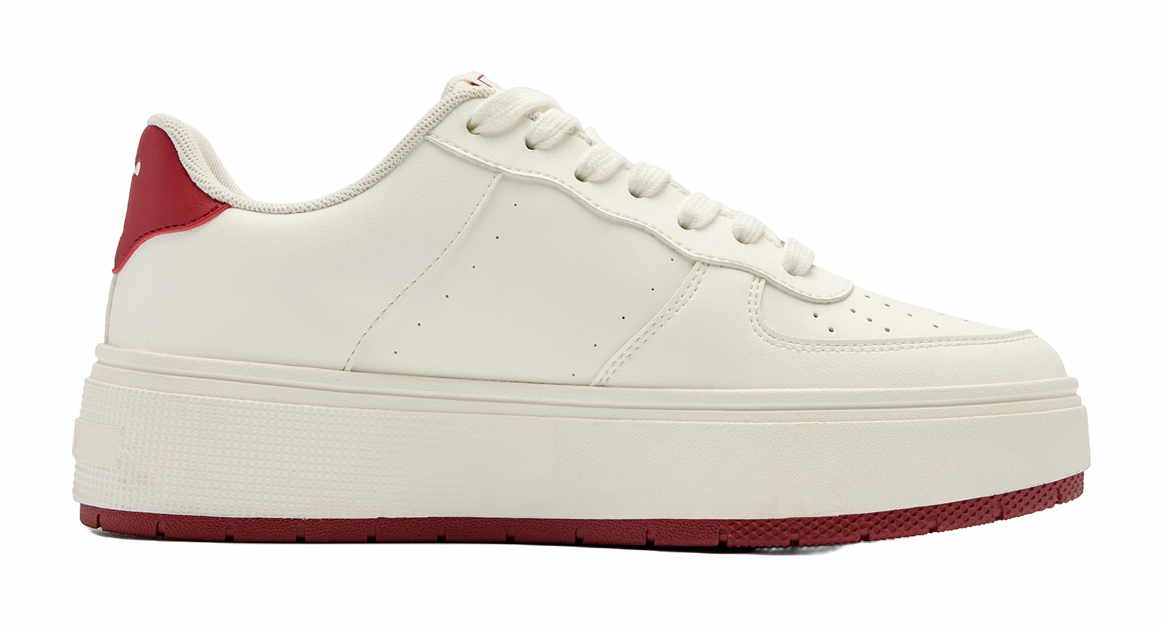 Casual Chukka Shoes QIAODAN Five Centimeters Skateboard Shoes Women's Low top Ivory Iron Red