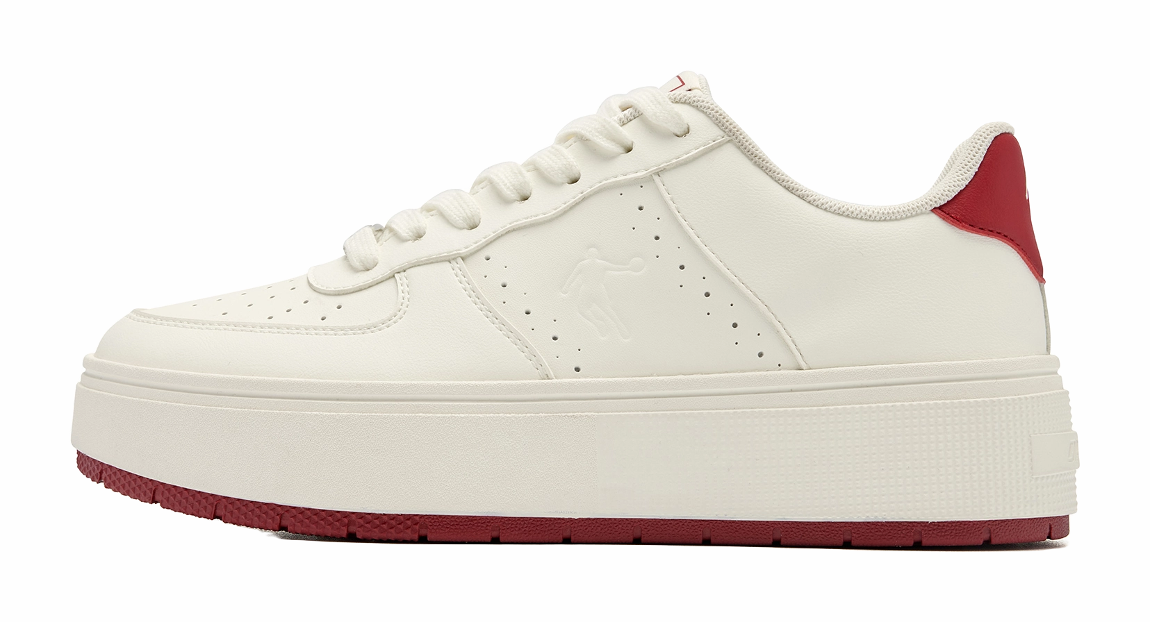 QIAODAN Five Centimeters Skateboard Shoes Women's Low top Ivory Iron Red Atwood Lace Up Casual Shoes