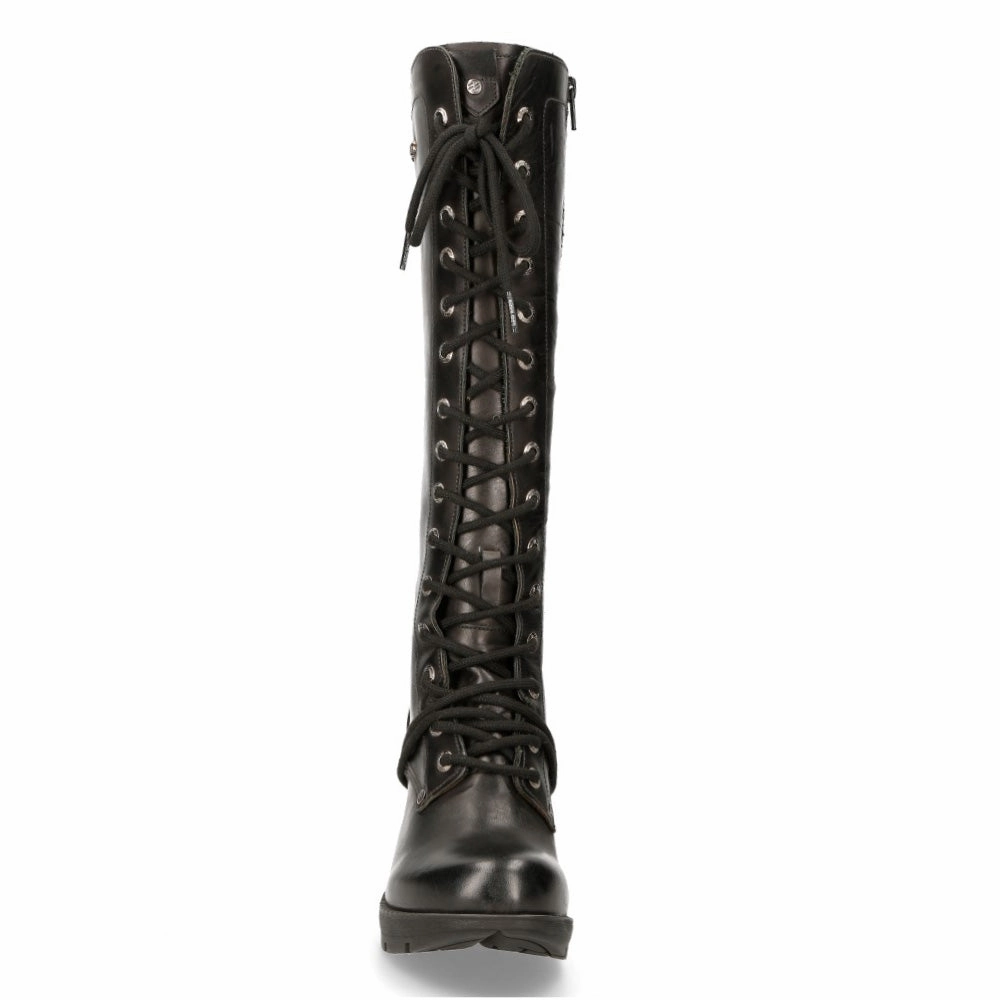 White Knee High Boots Size 6 New Rock M-TR005-S1 Ladies Knee High Black Gothic High-Heeled Boots