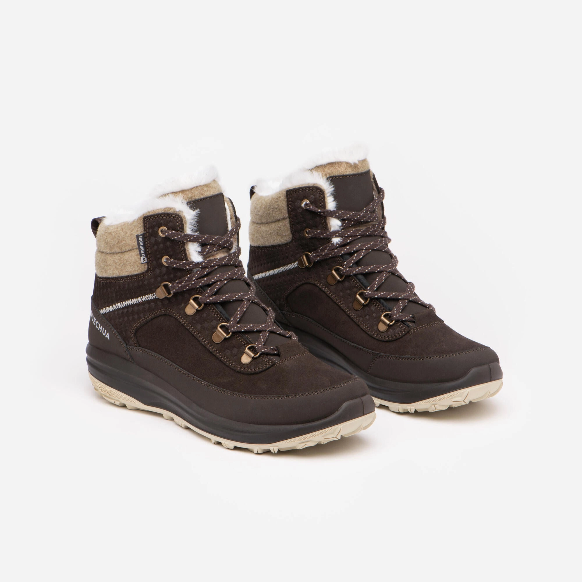 Good Budget Hiking Shoes Quechua Women's NH900 Warm Waterproof Leather Snow Hiking Boots