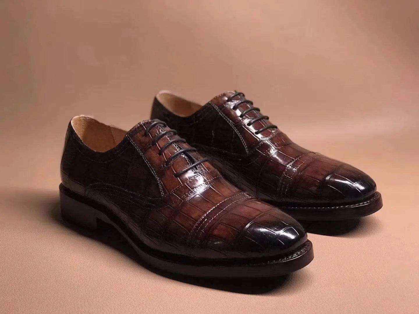 Best Shoes For Smart Casual Office Crocodile Shoes Brown Crocodile Leather Lace Up Shoes