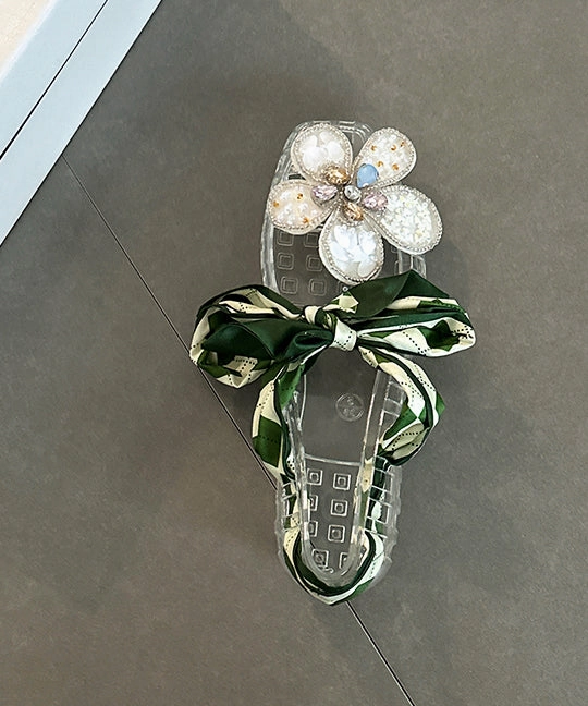 Plaid Casual Shoes Red Flower Flats Square Out Shoes Fashion Toe Hollow