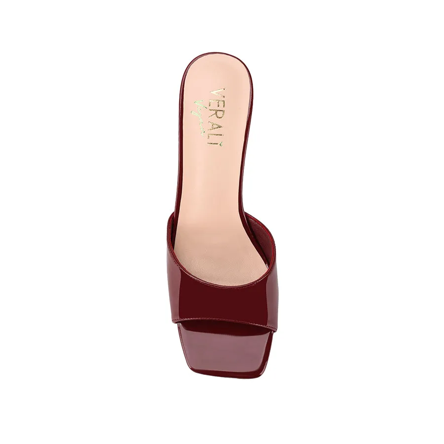 Taylor Kitten Heel Mules - Wine Patent Extravagant High Heels