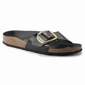 Madrid Big Buckle Natural Leather Patent Close Toe