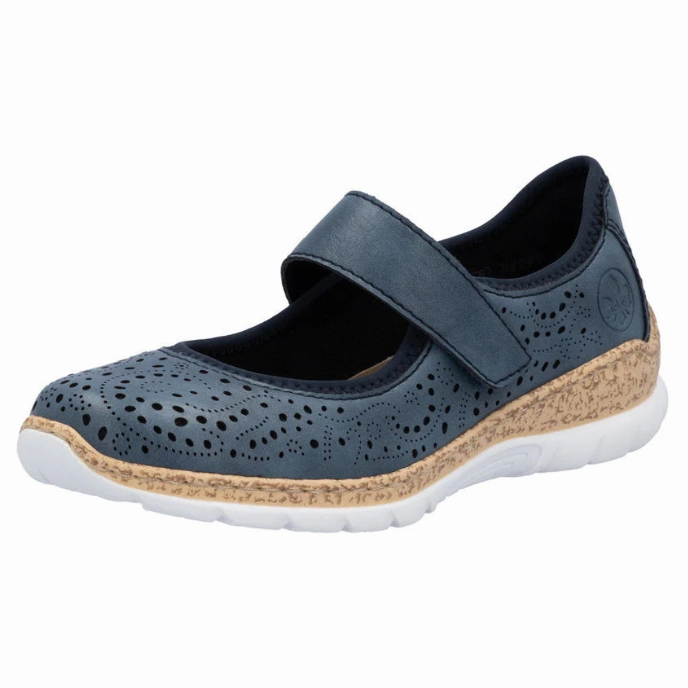 Rieker Nikita 99 Royal/Navy Leather Shoe (Women's) For Shin Splints Walking Best