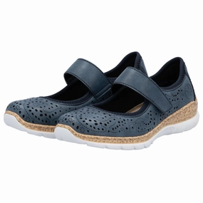 Rieker Nikita 99 Royal/Navy Leather Shoe (Women's) For Walking And Standing All Day Best Stability Walking