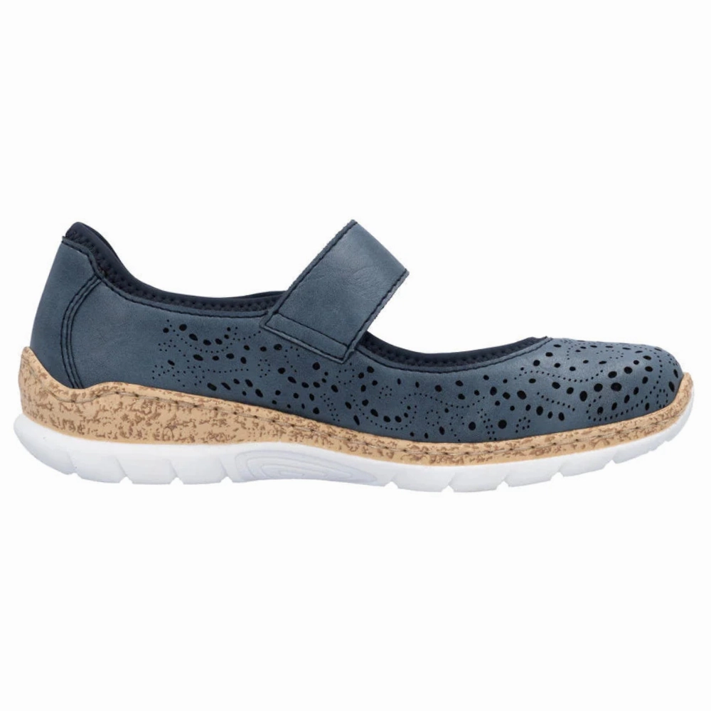 Rieker Nikita 99 Royal/Navy Leather Shoe (Women's) Best Walking Shoe For Europe Best Walking Shoe For Flat Feet Best Walking Shoe For Heavy Best Walking