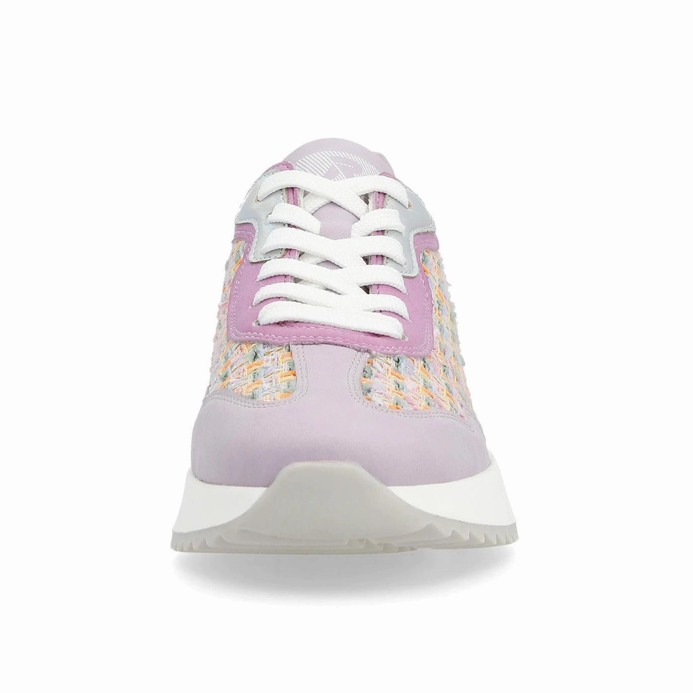 Rieker W1300 Dhara Pastel Multi Leather Sneaker (Women's) For Walking On Concrete