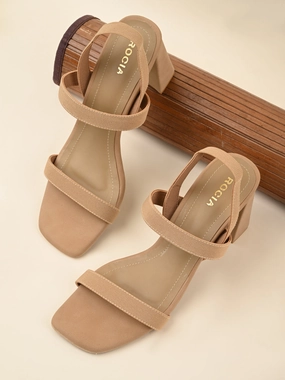 Rocia By Regal Beige Women Casual Strappy High Block Heel Sandals Knee High Boots Platform Heel