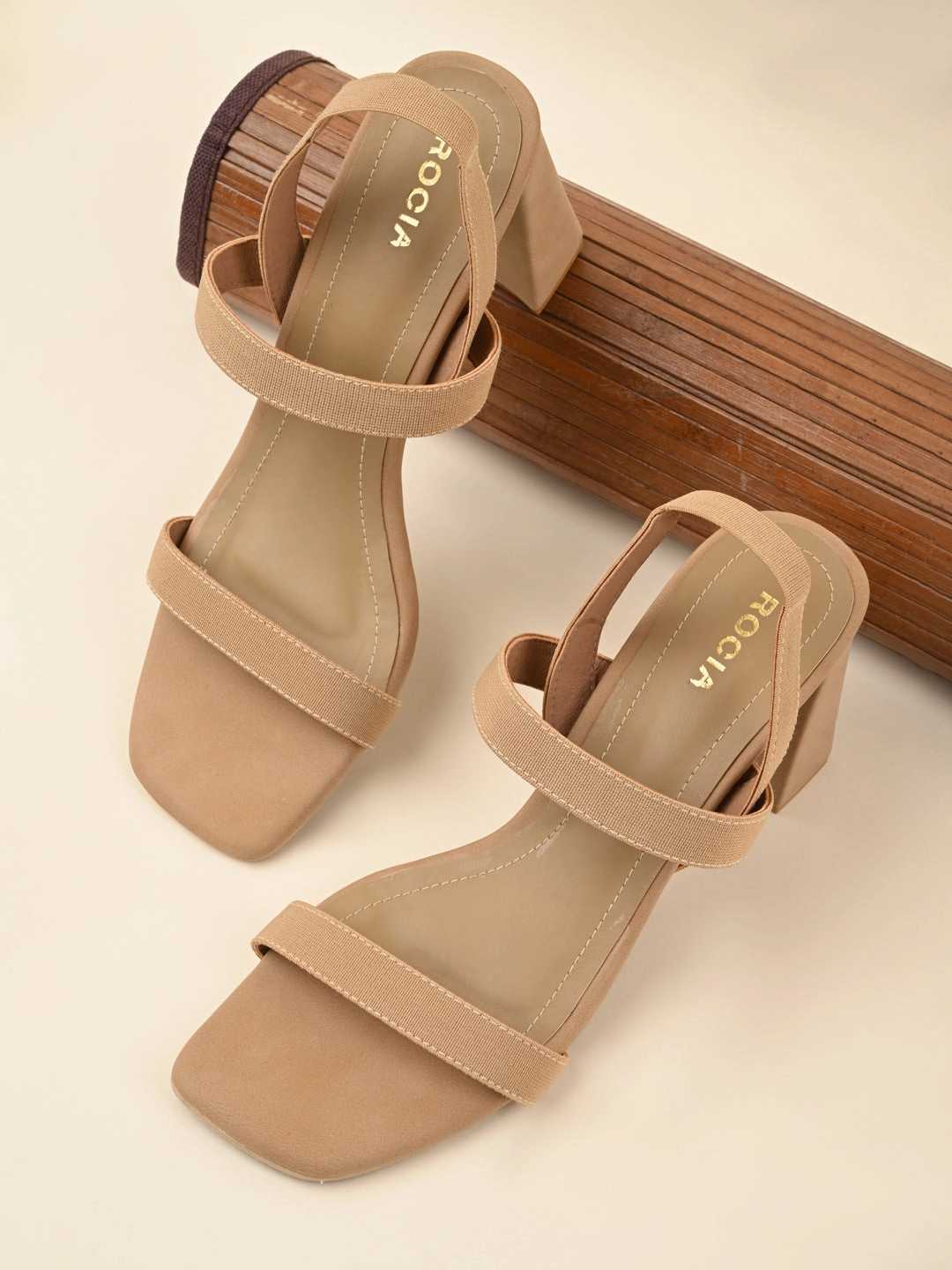 Broken High Heels Rocia By Regal Beige Women Casual Strappy High Block Heel Sandals