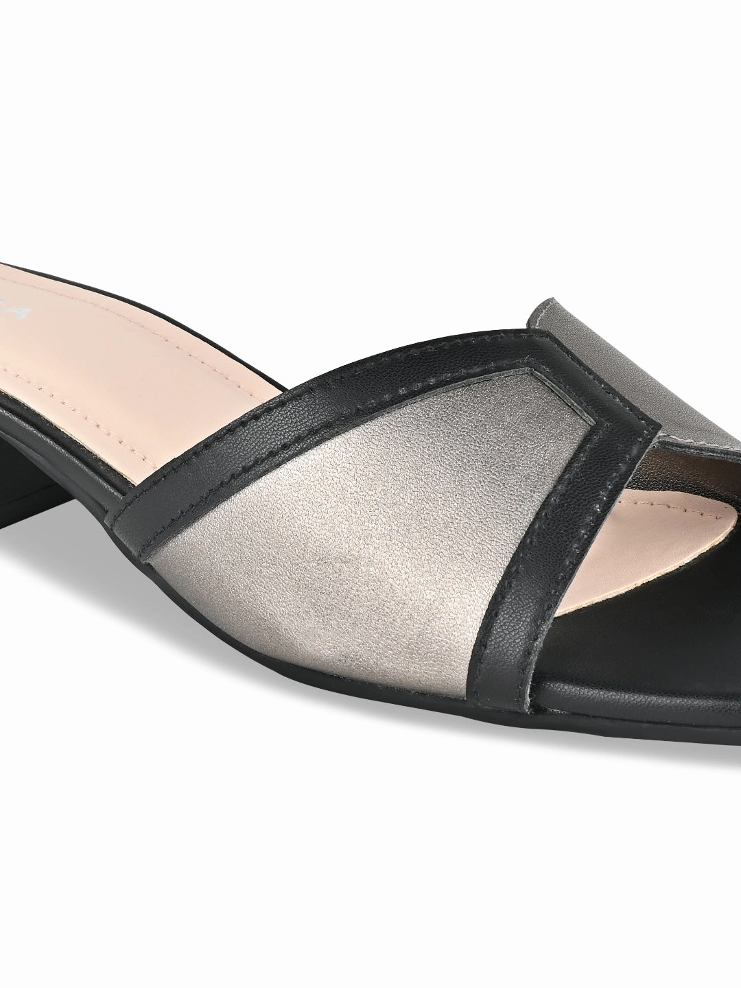 Rocia By Regal Black Women Slip On Sandals Ceramic High Heel