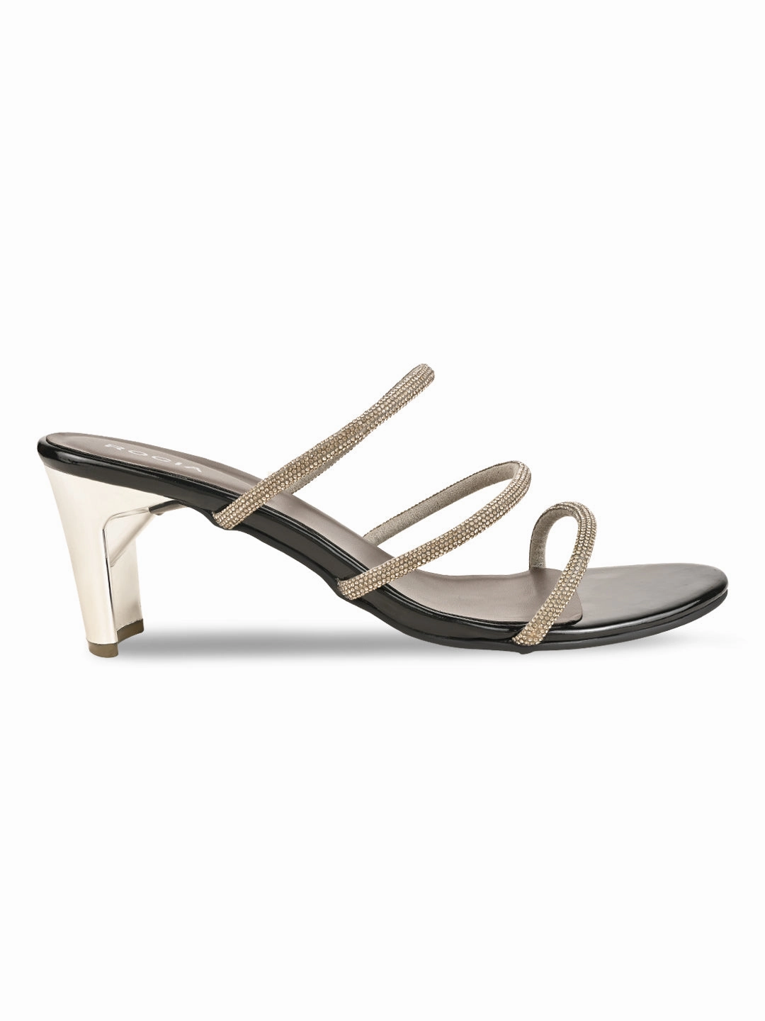 Italian Shoes Rocia By Regal Gun Metal Women Diamante Strap Sandals