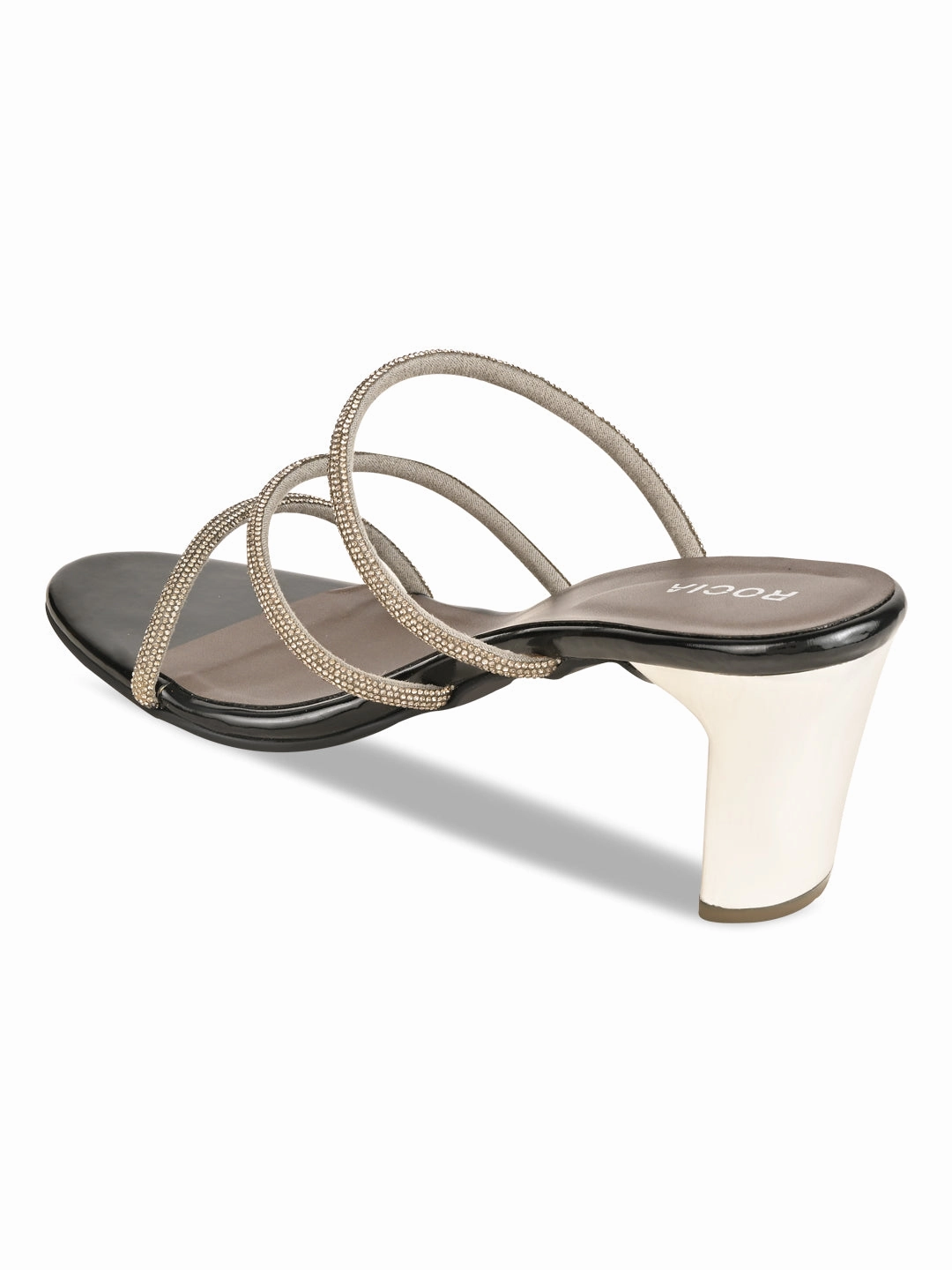 Rocia By Regal Gun Metal Women Diamante Strap Sandals High Shoes With Heels