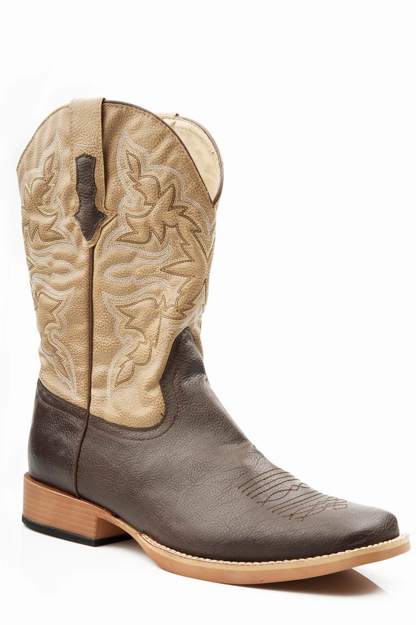 Wedding Dresses To Wear With Cowboy Boots Roper Mens Cowboy Classic Brown/Tan Faux Leather Cowboy Boots