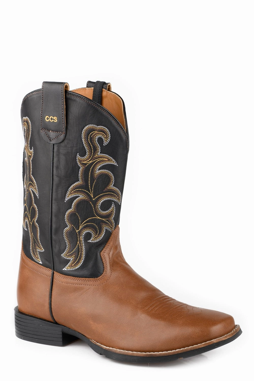 Roper Mens Trigger CCS Brown/Black Leather Cowboy Boots Insulated Work Boots