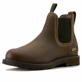 Most Comfortable Work Boots For Truck Drivers ARIAT Groundbreaker Chelsea Work Boots - Mens Soft Toe - Dark Brown